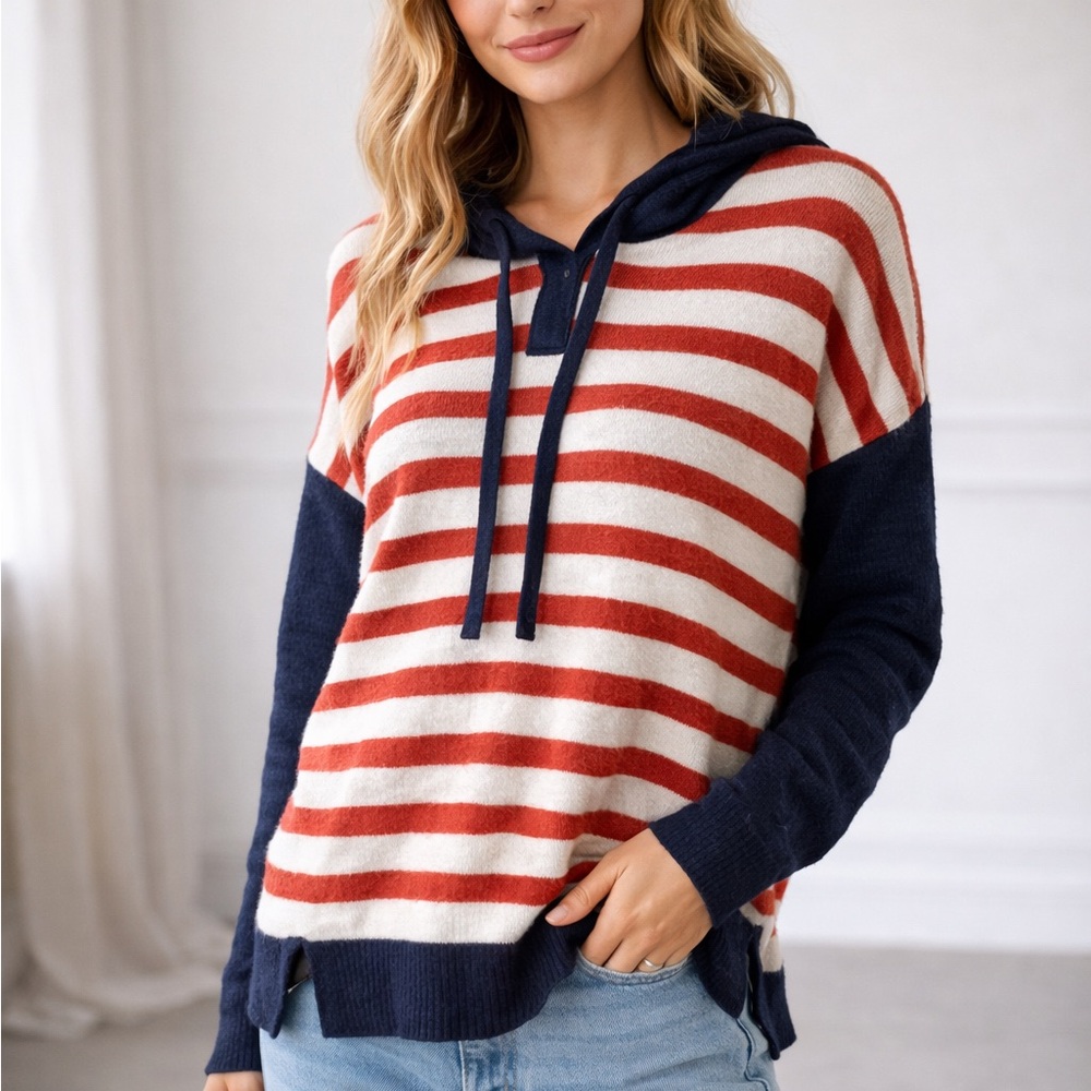 Caslon Navy and Red Striped Garment